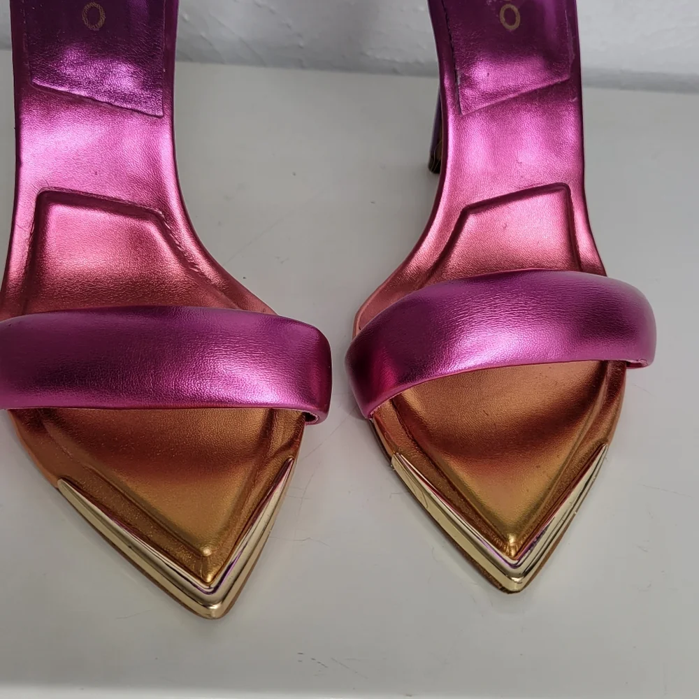 Aldo Heels Pink and Purple Ombre with Gold Point Toe Women's Size 6.5
